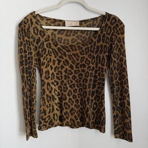 Vintage Cache Glitter Leopard Print Longsleeve